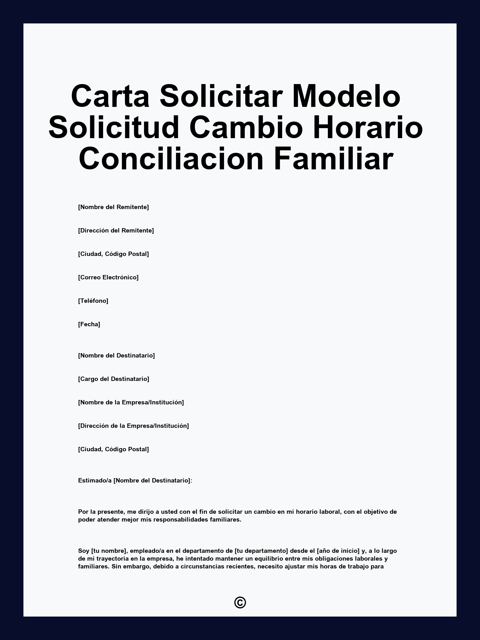 Carta Solicitar Modelo Solicitud Cambio Horario Conciliacion Familiar