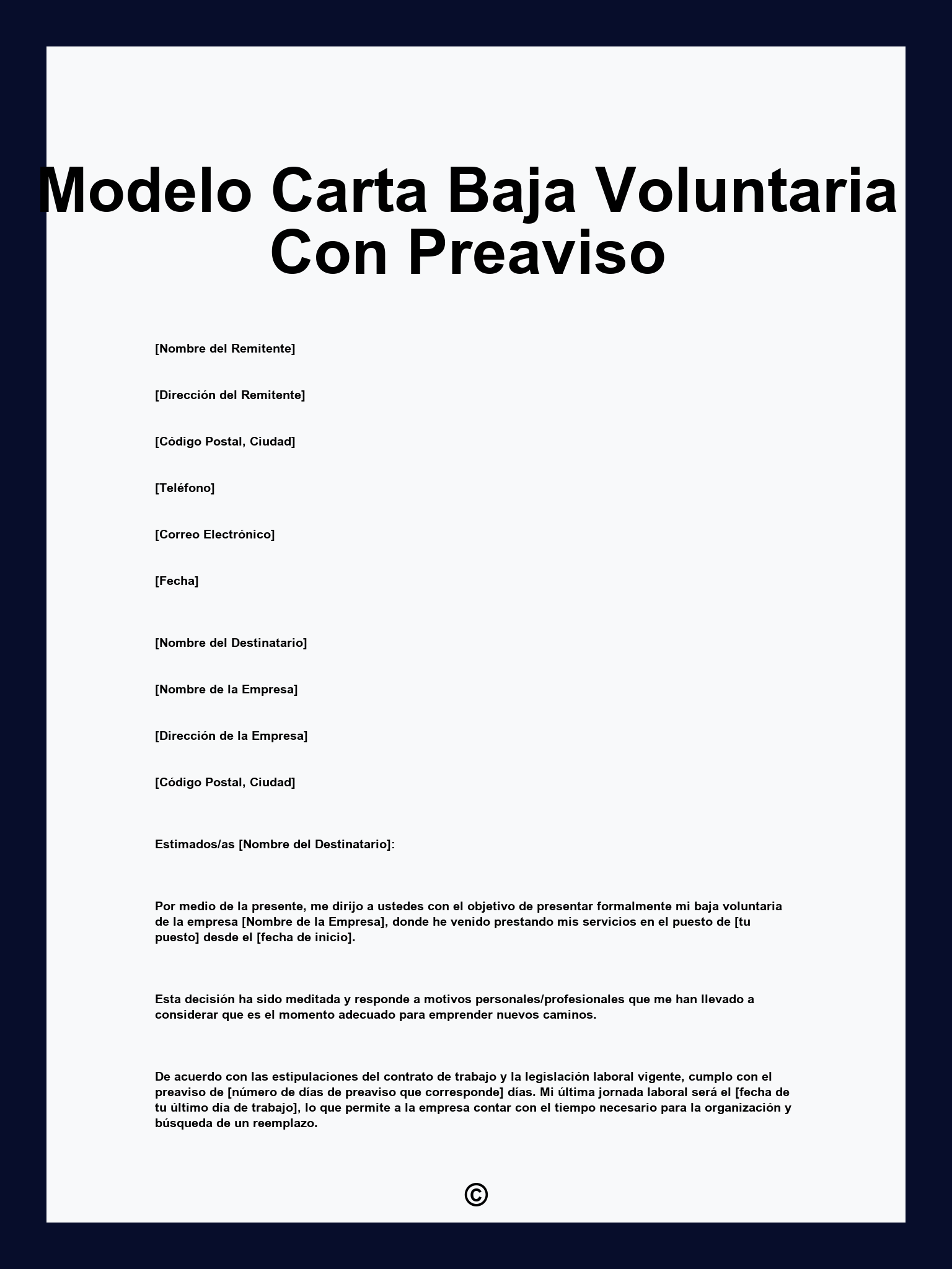 Modelo Carta Baja Voluntaria Con Preaviso