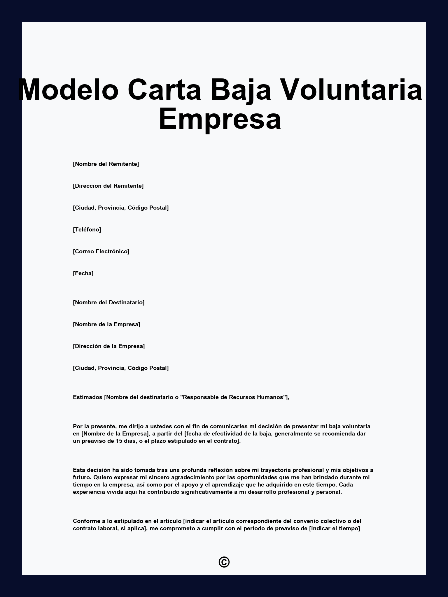 Modelo Carta Baja Voluntaria Empresa
