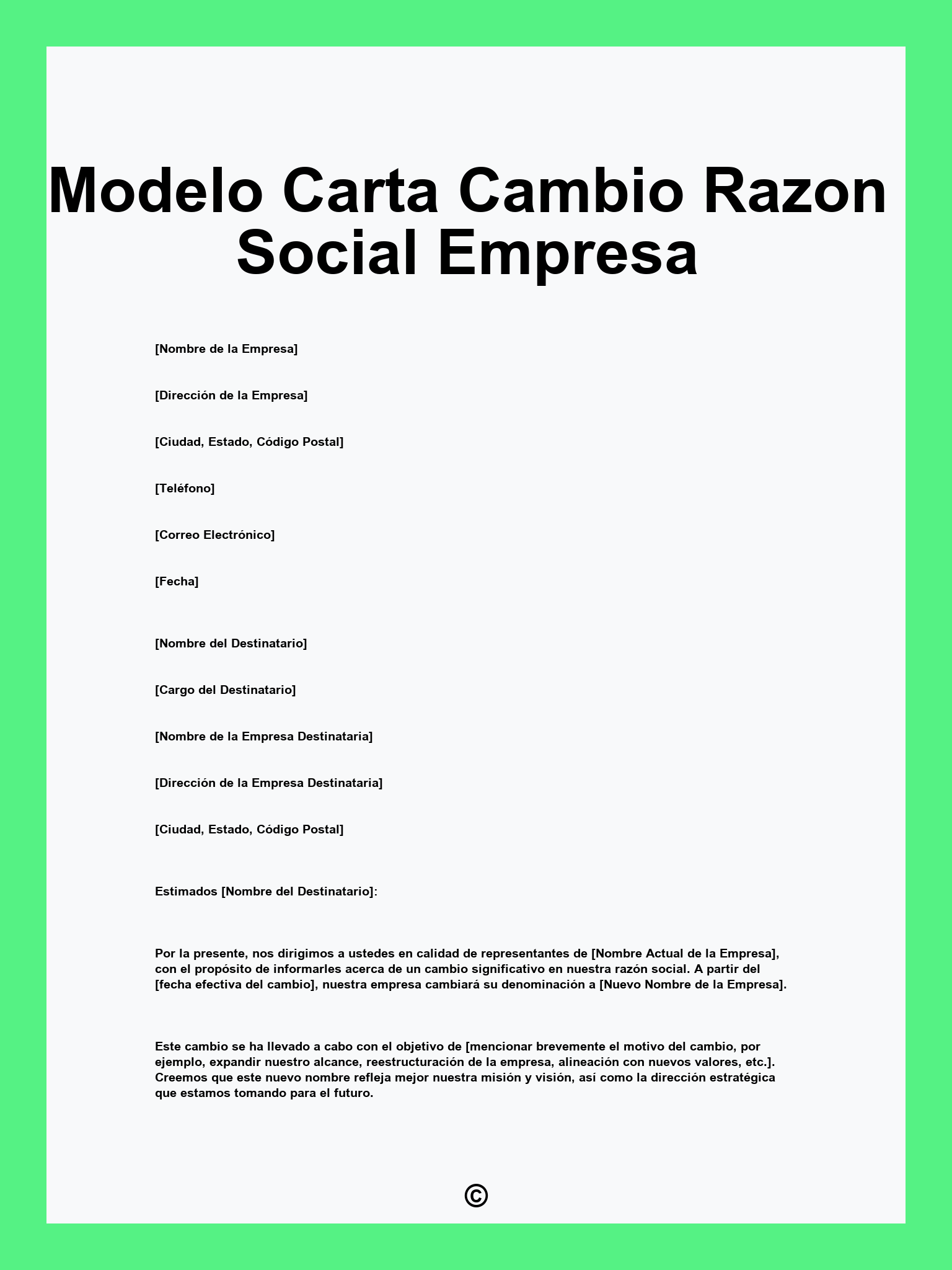 Modelo Carta Cambio Razon Social Empresa