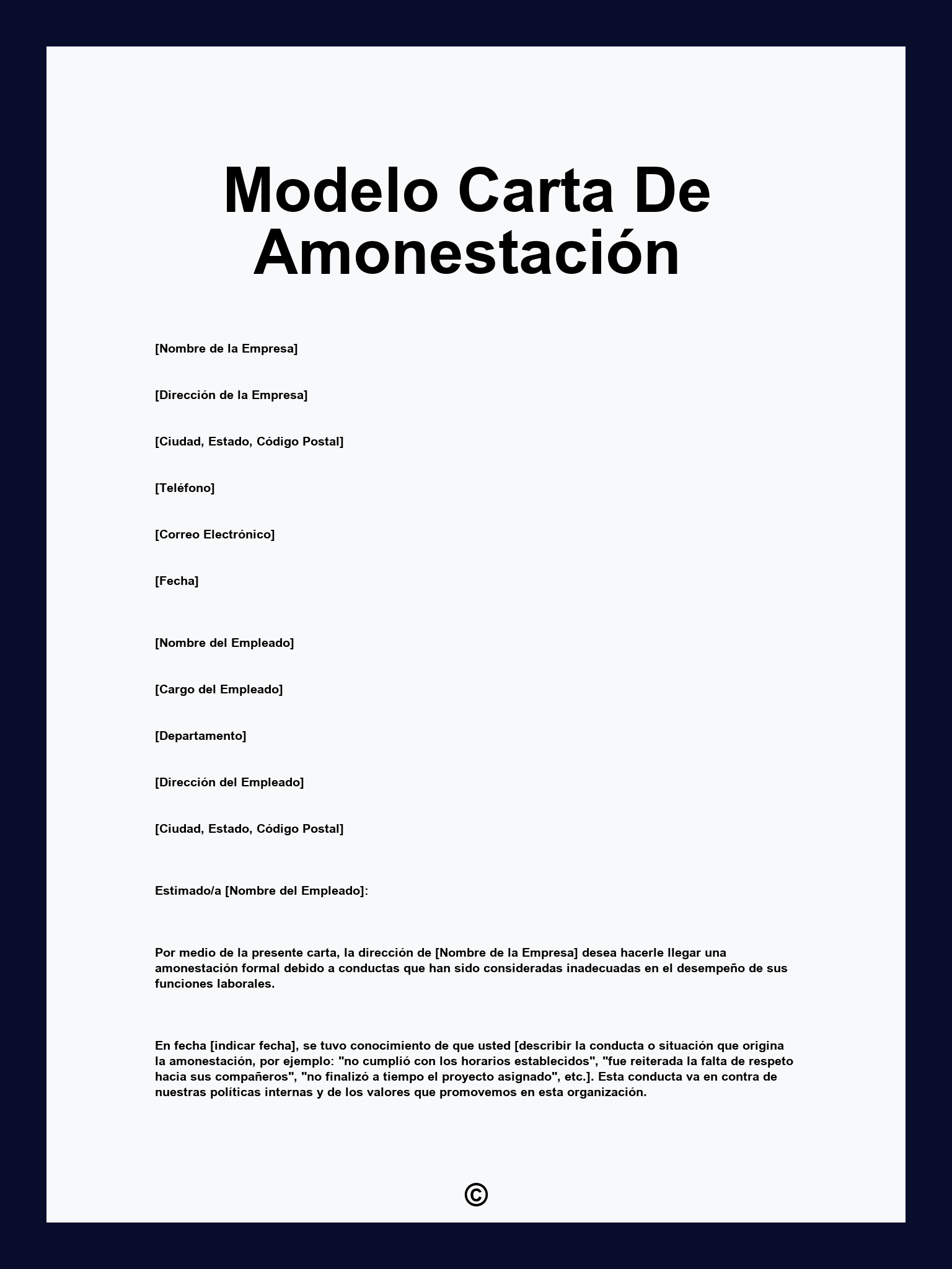 Modelo Carta De Amonestación