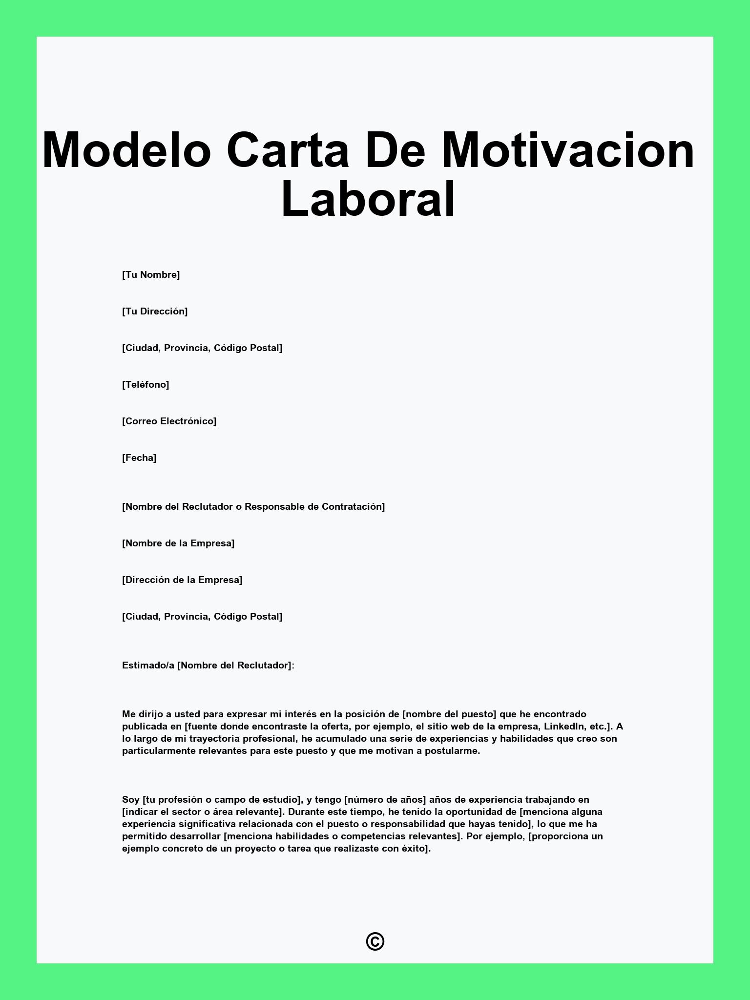 Modelo Carta De Motivacion Laboral