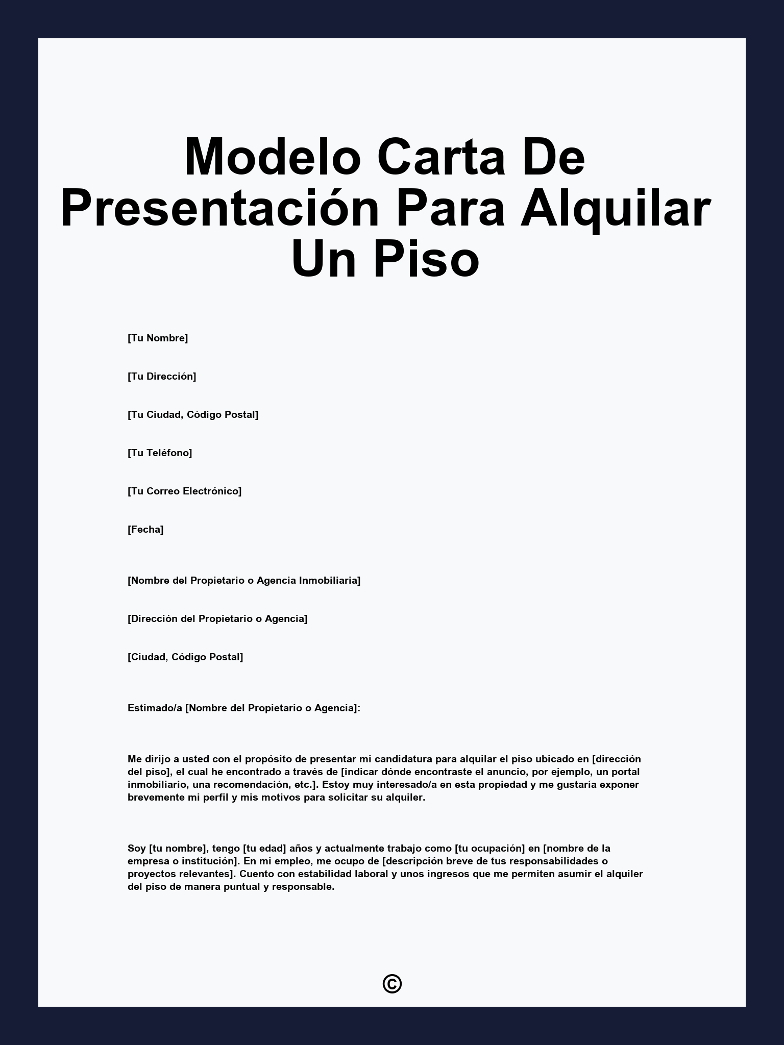 Modelo Carta De Presentación Para Alquilar Un Piso