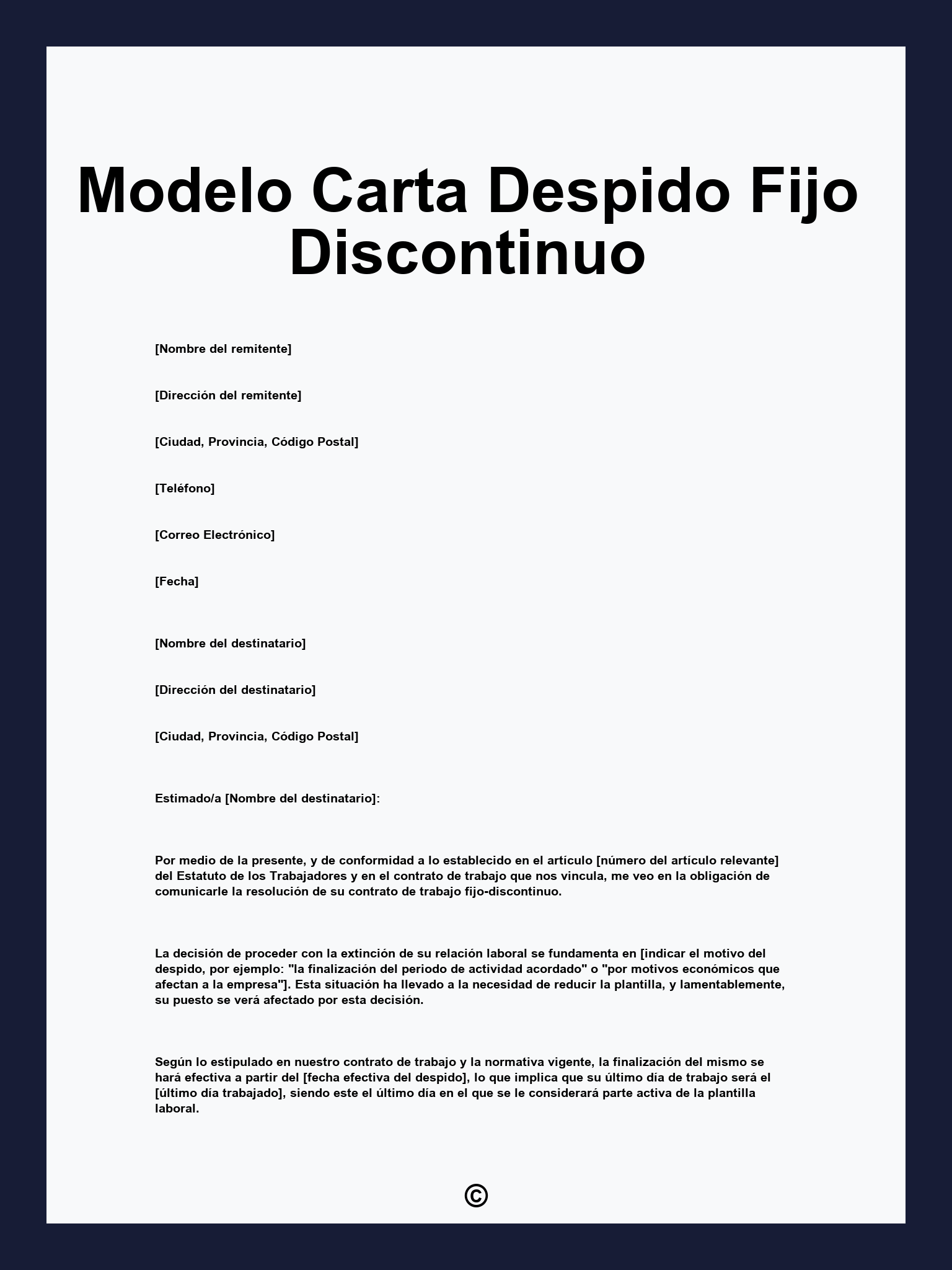 Modelo Carta Despido Fijo Discontinuo