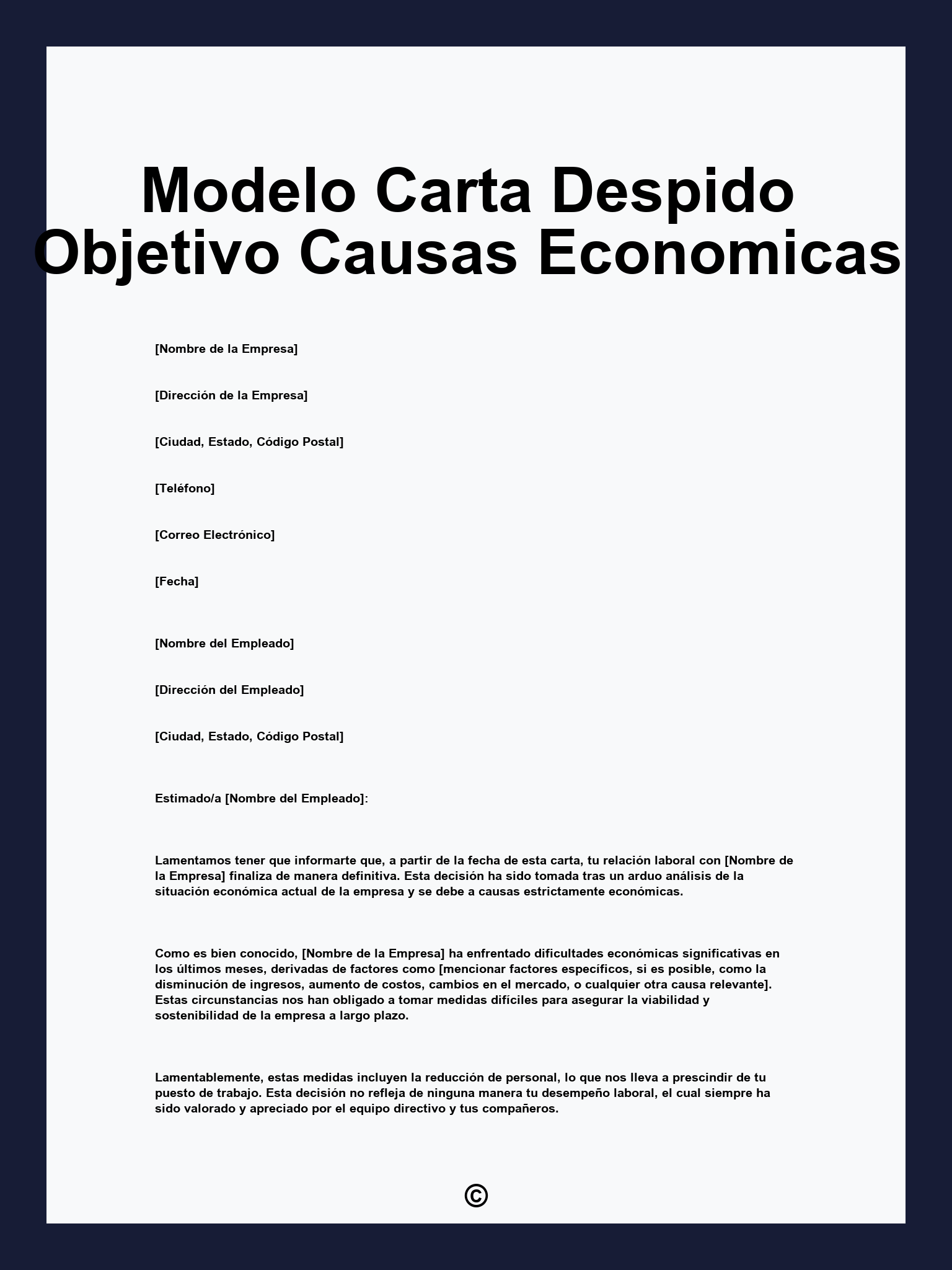 Modelo Carta Despido Objetivo Causas Economicas