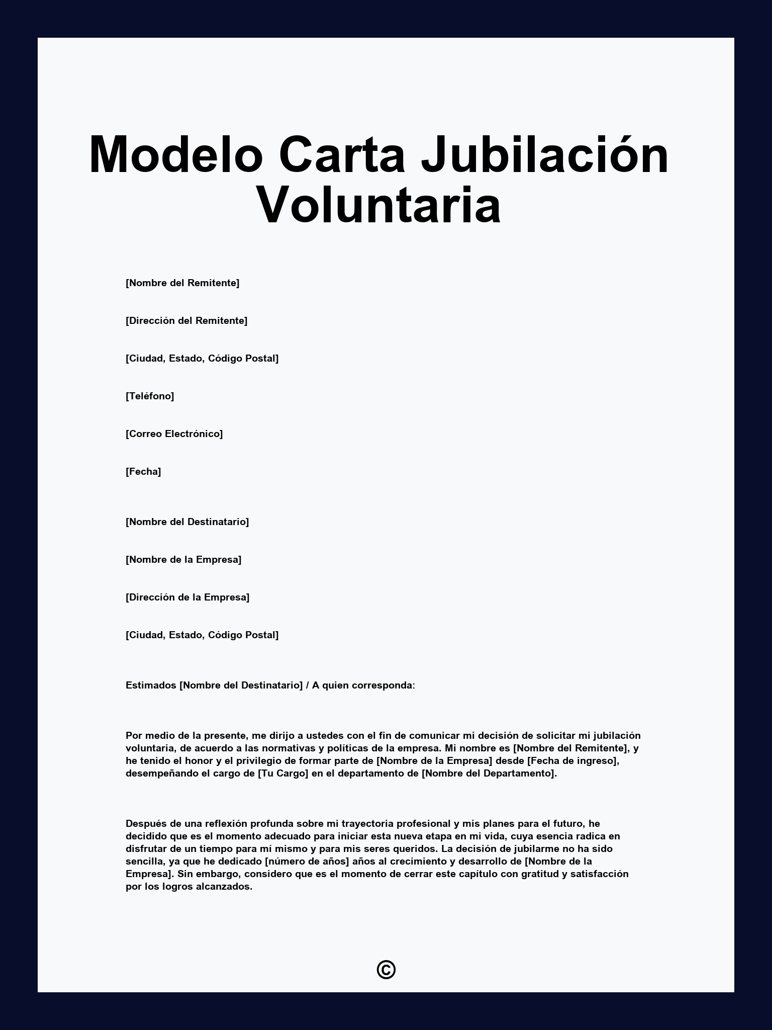 Modelo Carta Jubilación Voluntaria