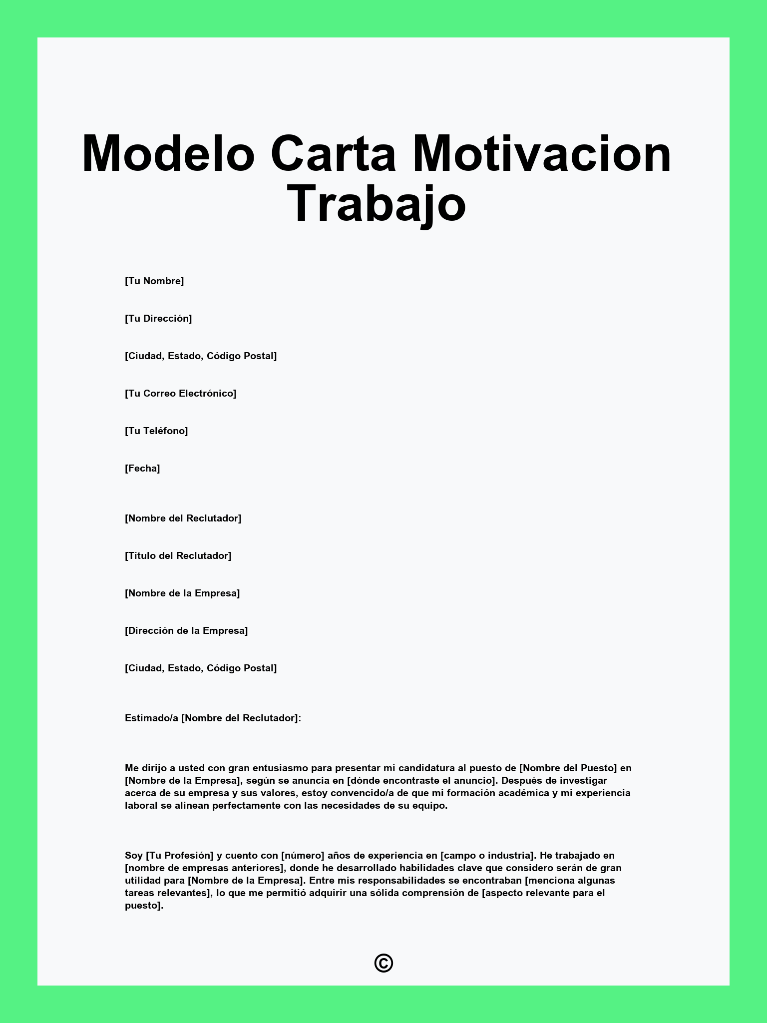Modelo Carta Motivacion Trabajo
