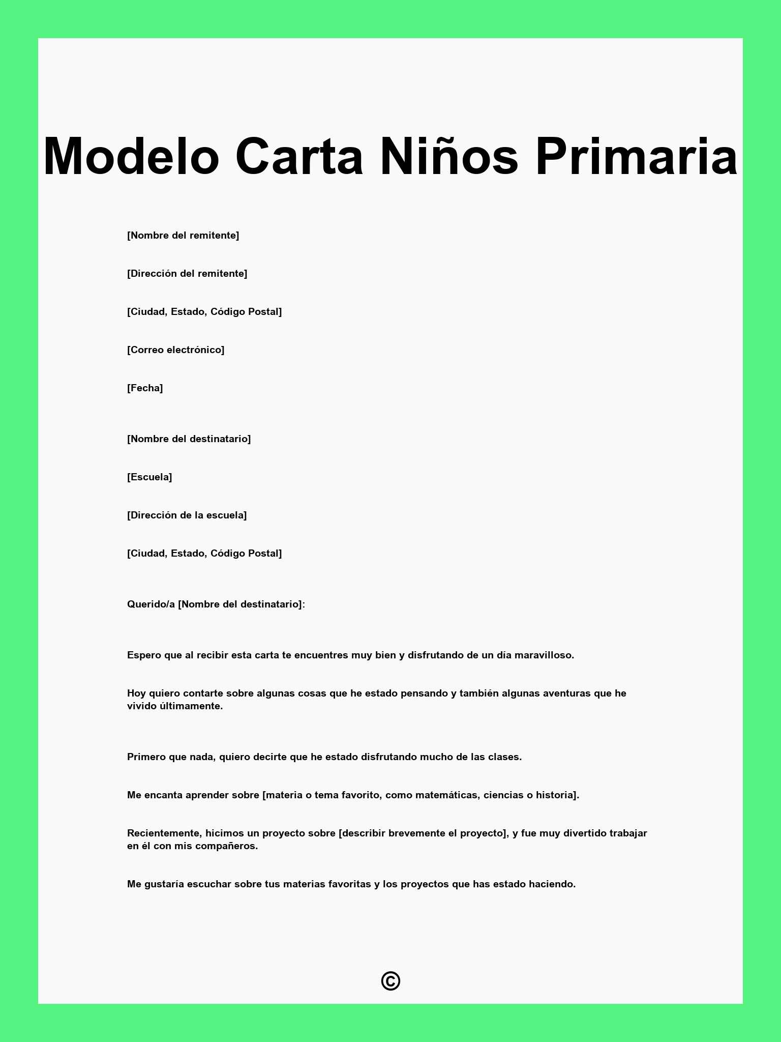 Modelo Carta Niños Primaria