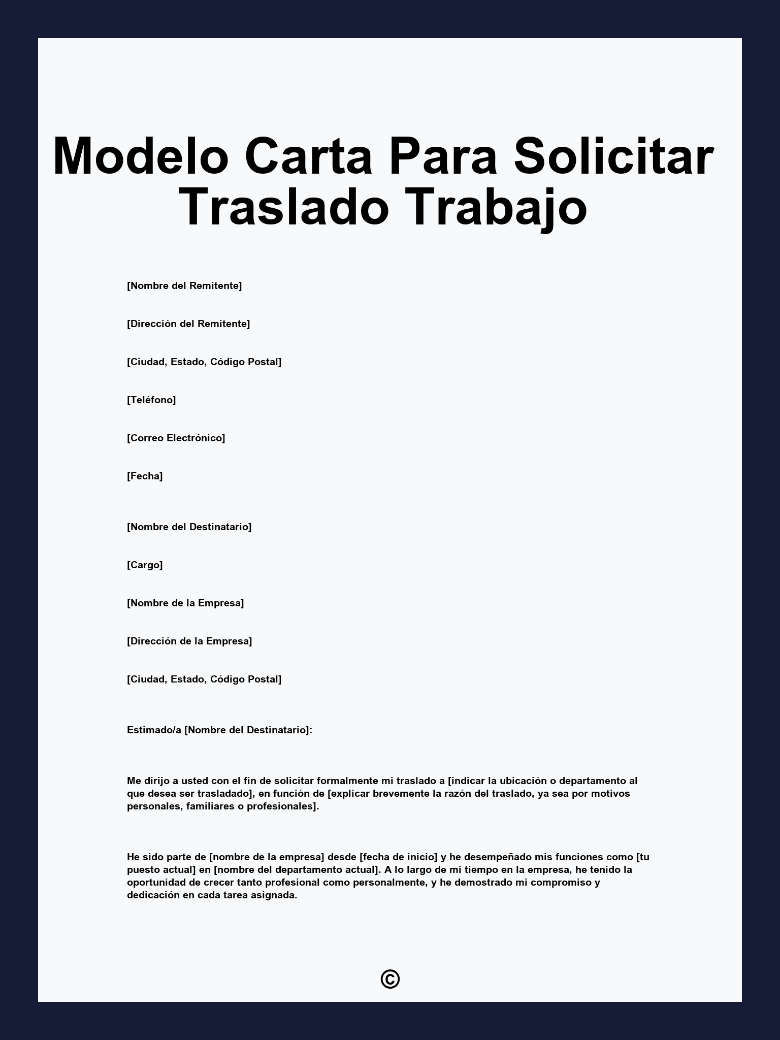 Modelo Carta Para Solicitar Traslado Trabajo