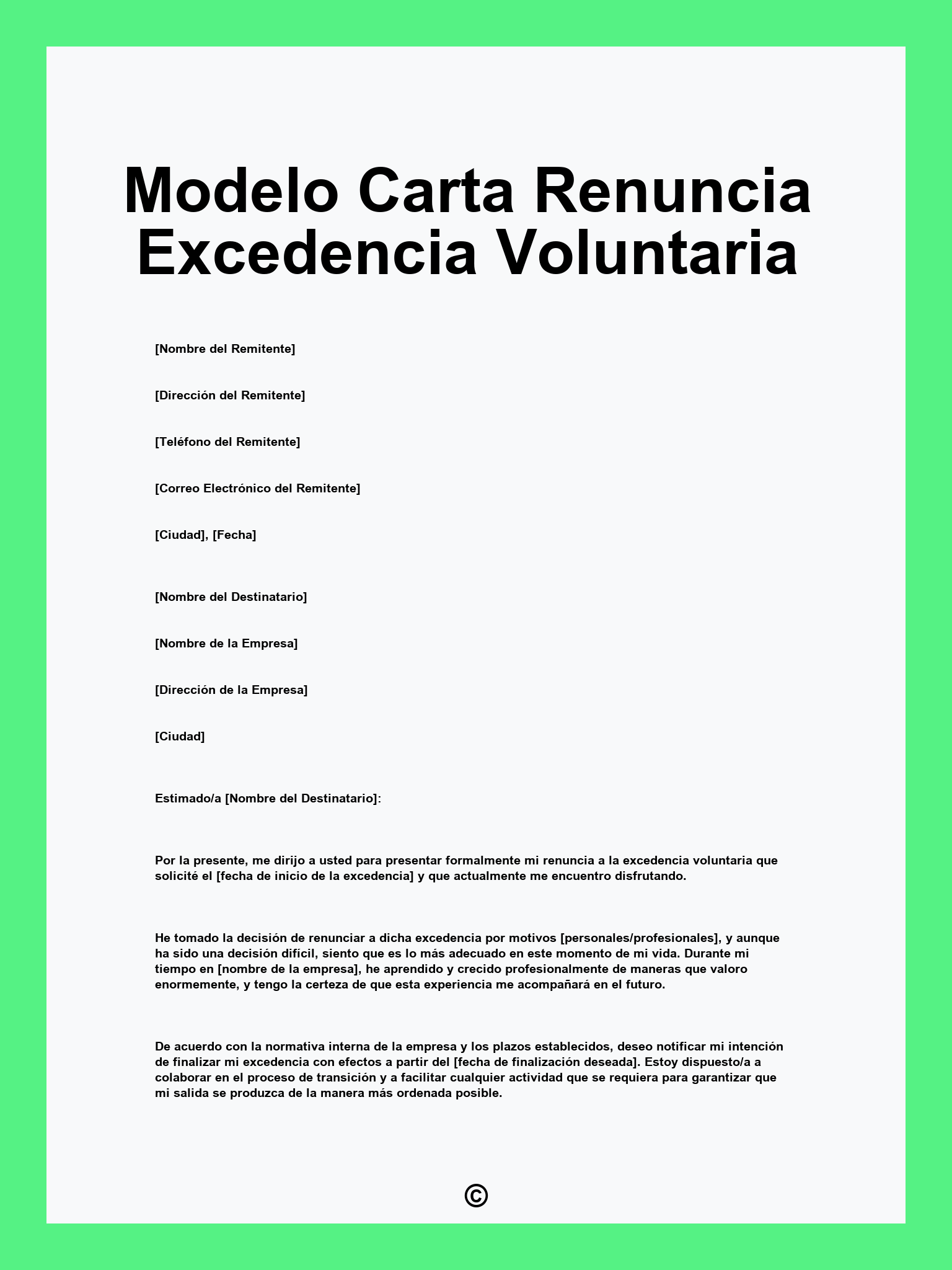 Modelo Carta Renuncia Excedencia Voluntaria