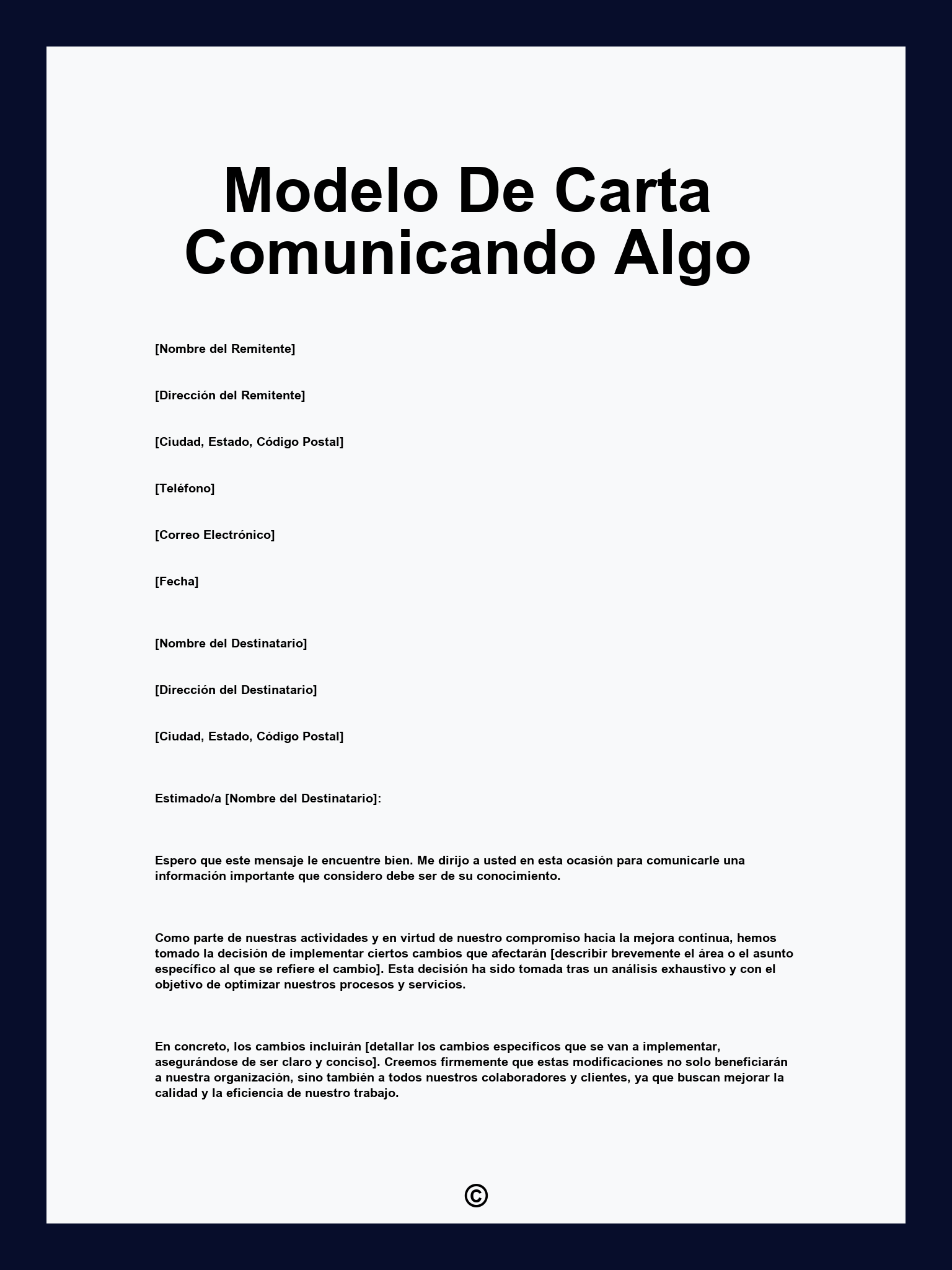 Modelo De Carta Comunicando Algo
