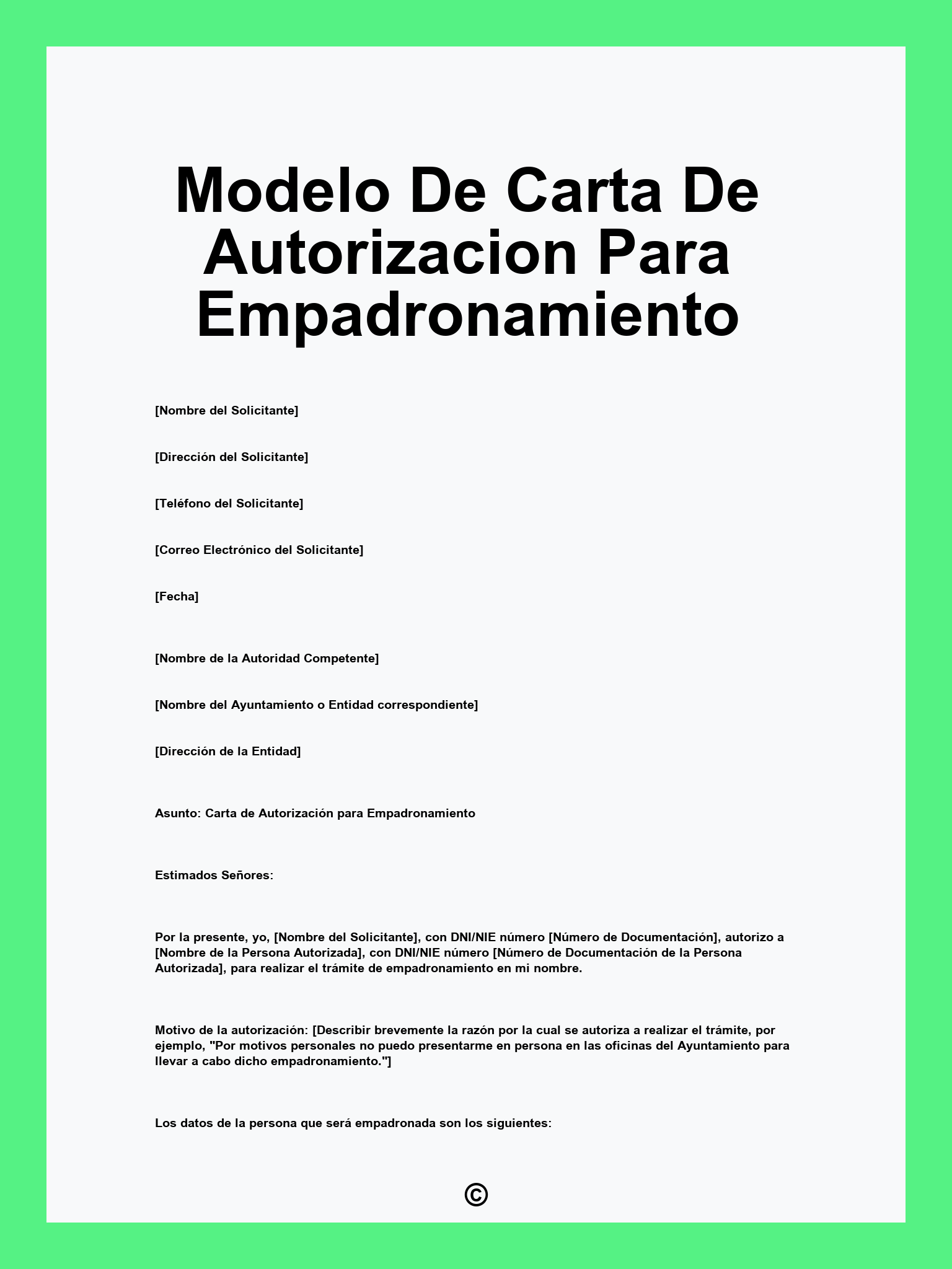 Modelo De Carta De Autorizacion Para Empadronamiento