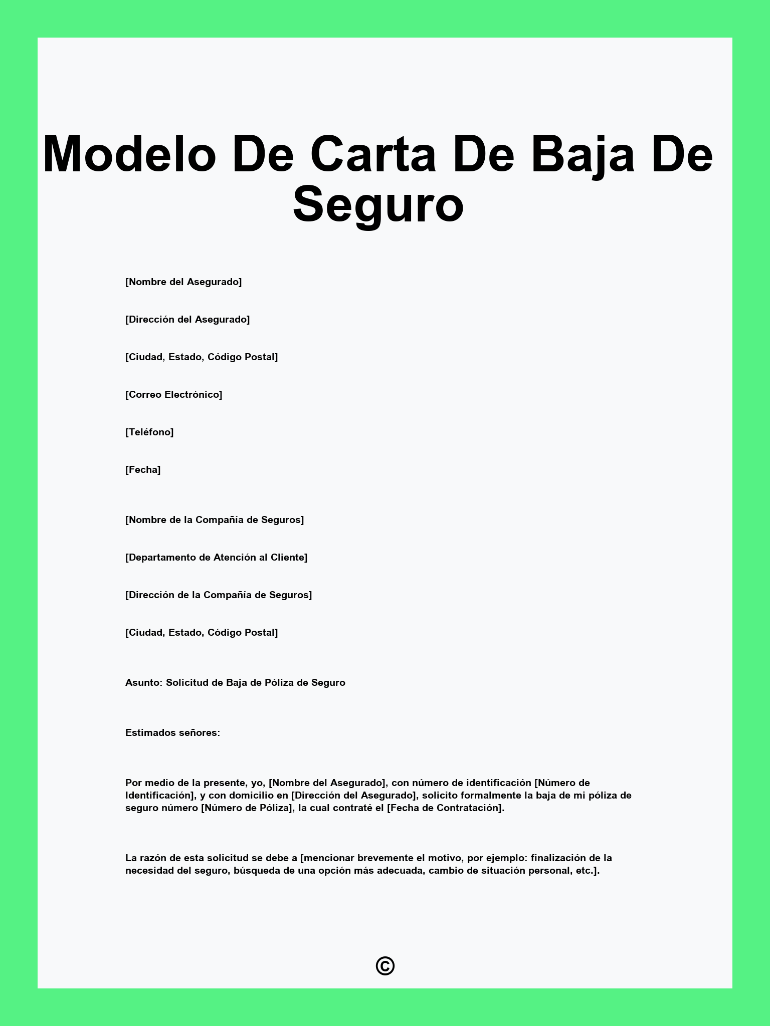 Modelo De Carta De Baja De Seguro