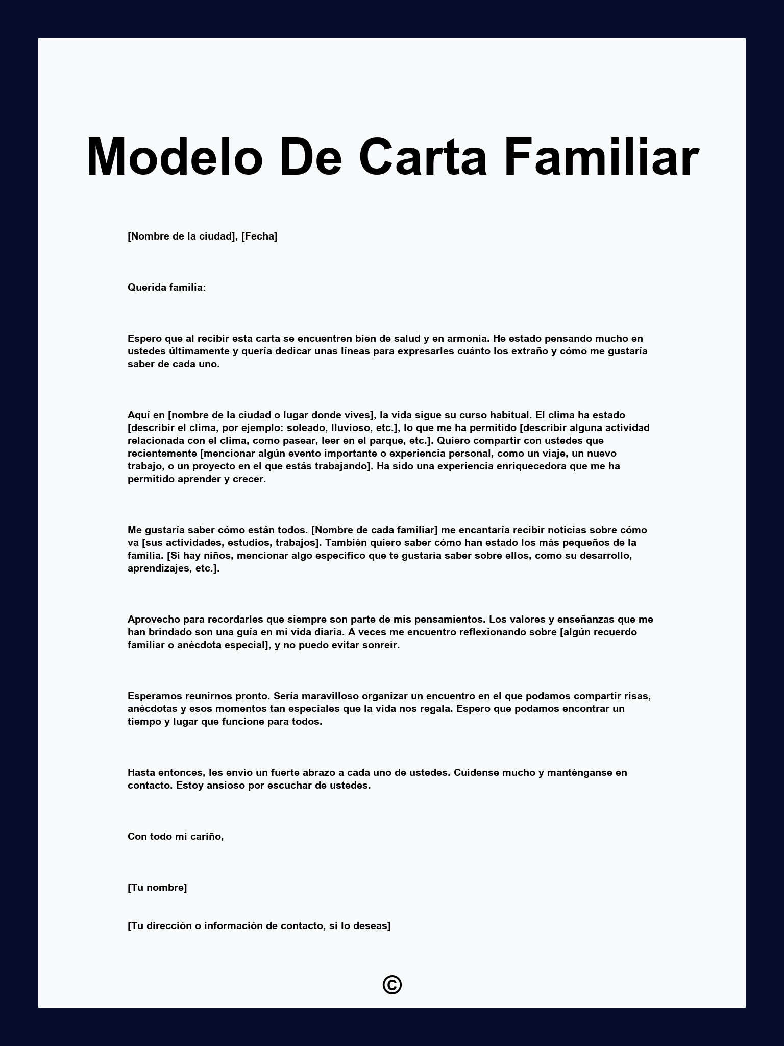 Modelo De Carta Familiar
