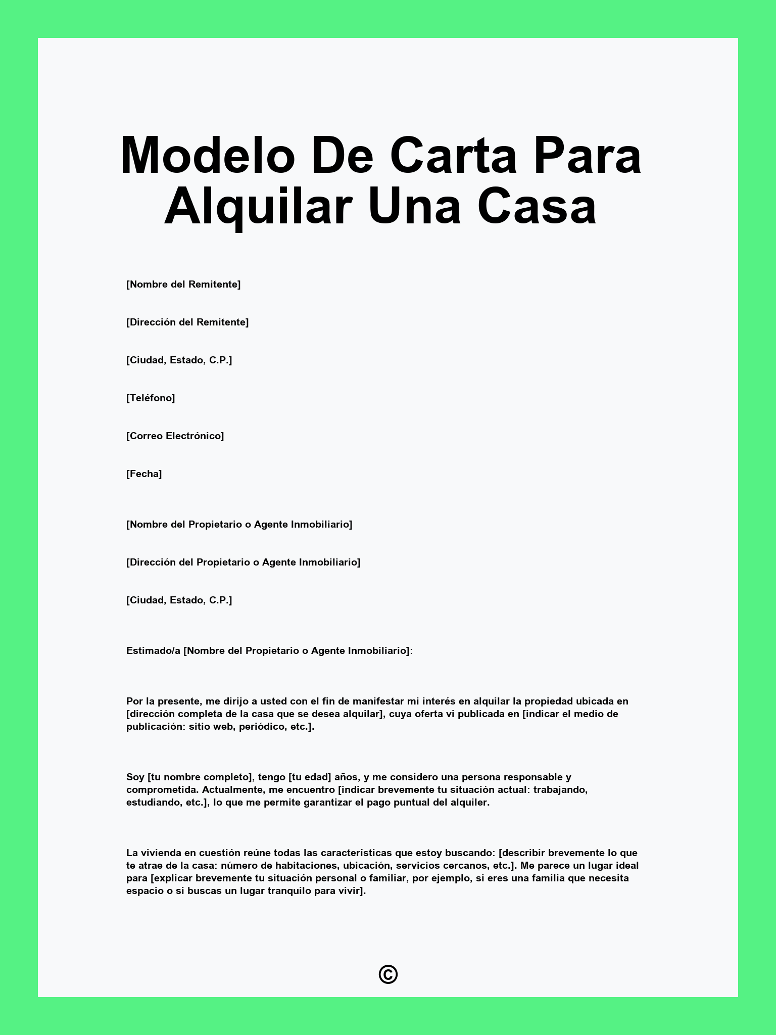 Modelo De Carta Para Alquilar Una Casa