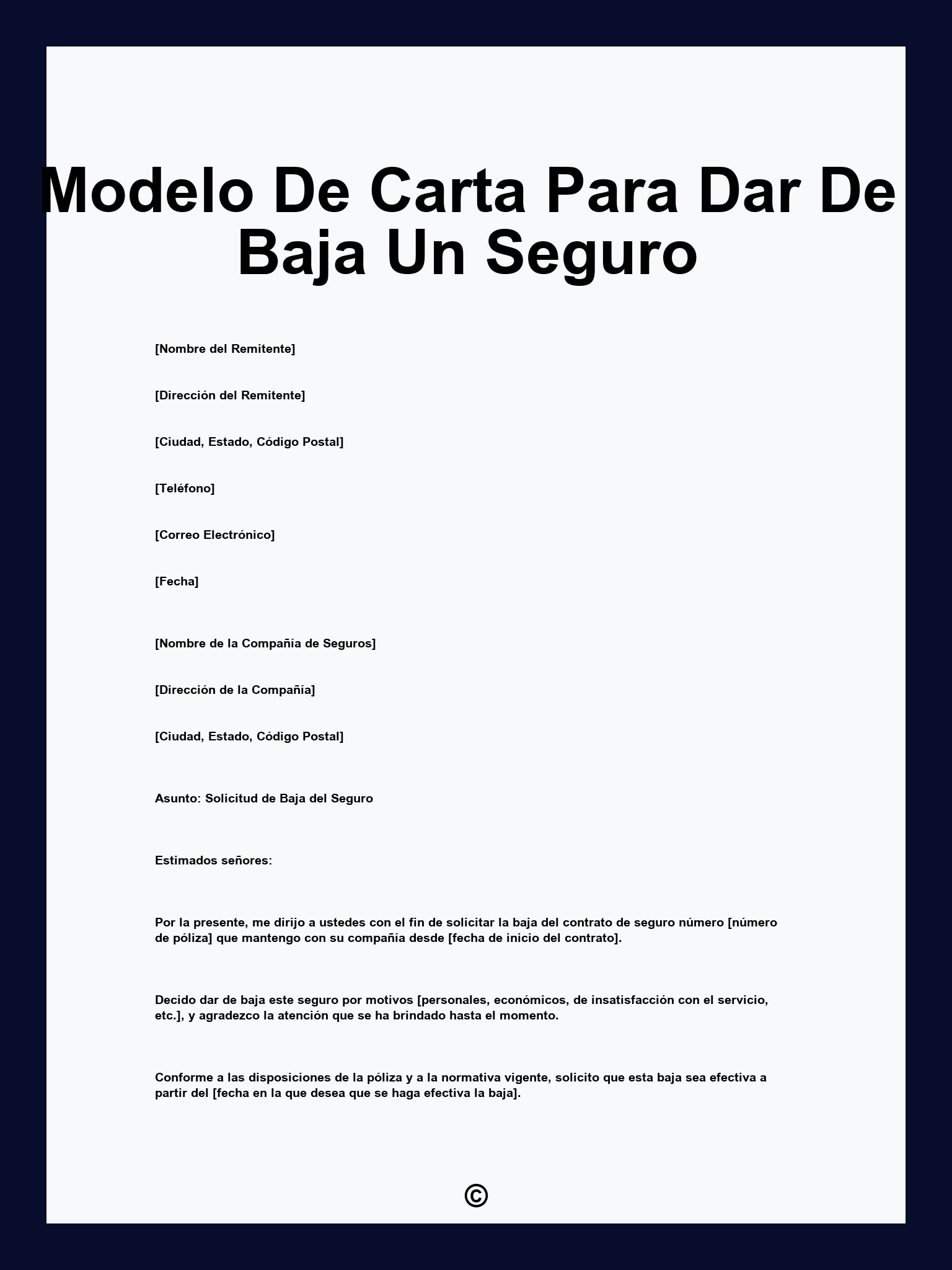 Modelo De Carta Para Dar De Baja Un Seguro